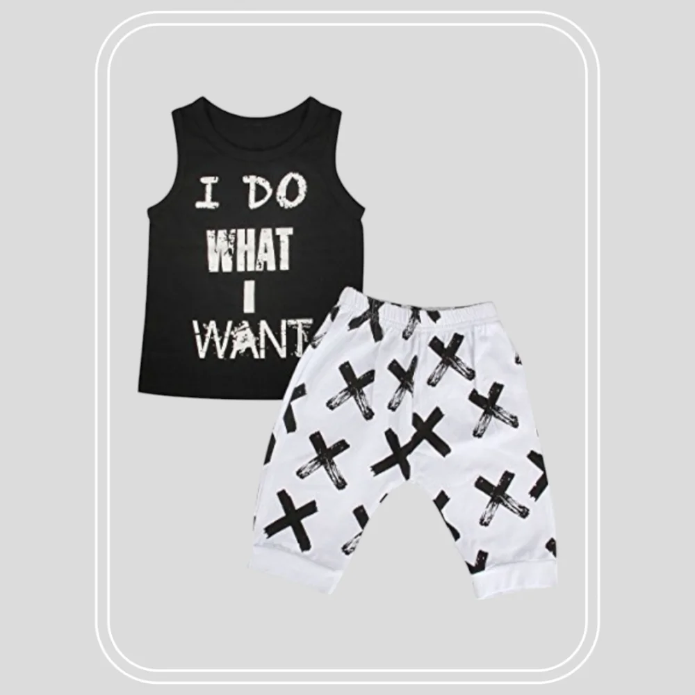 Baby Boy Harem Shorts Outfit 2Pc Summer Sleeveless Tank Kids Trendy Set 12-18M
